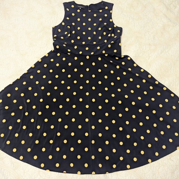 Jones & Co. Polkadot A-Line Dress Sz. 16 Blue - Picture 1 of 10